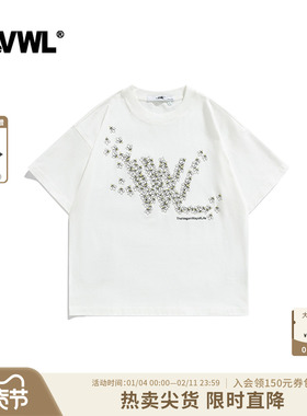 【王安宇同款】VWL蜜蜂印花短袖男女款T恤夏季新款宽松白色上衣