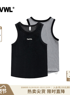 VWL条绒背心夏季运动无袖2026新款女款 美式复古吊带灰色黑色外穿