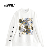 长袖 VWL仙鹤情侣卫衣春季 男女ins慵懒风宽松圆领时尚