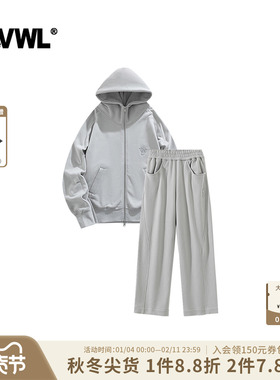 VWL秋冬新款男女同款加绒卫衣卫裤宽松美式外套logo刺绣拉链套装