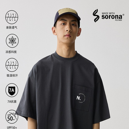 NESSTTU 新品日系休闲宽松百搭索罗娜凉感印花打底SORONA短袖T恤