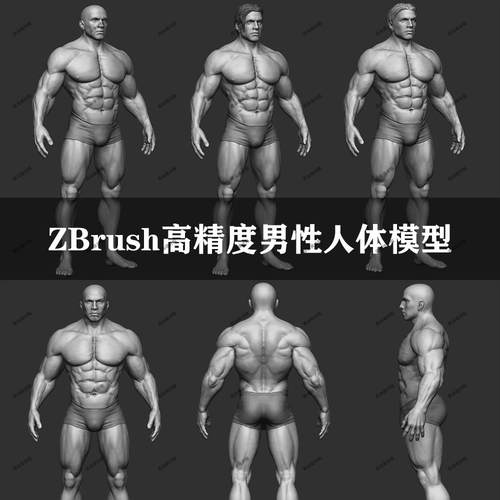 zbrush人体男性模型精雕肌肉高精度裸模素材可3D打印