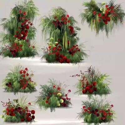 红绿色花艺素材psd源文件婚礼效果图-590