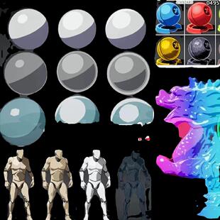 ue4三渲二卡通材质资产风格化材质球二次元动漫特效后期渲染虚幻