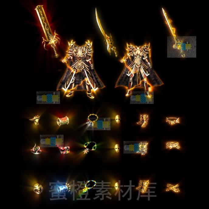 传奇素材 复古战神首饰 男女衣服武器 开天玄天镇天凤天 装备素材