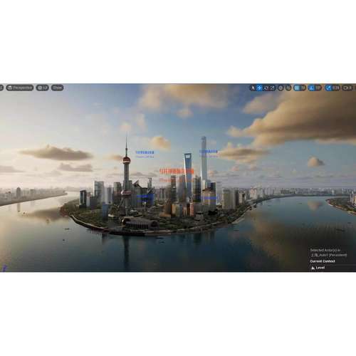 UE5虚幻5上海CBD写实外滩陆家嘴数字智慧城市场景建筑地标3D模型