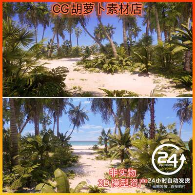 UE4UE5热带太平洋沙滩小岛椰树林Tropical Island Biome