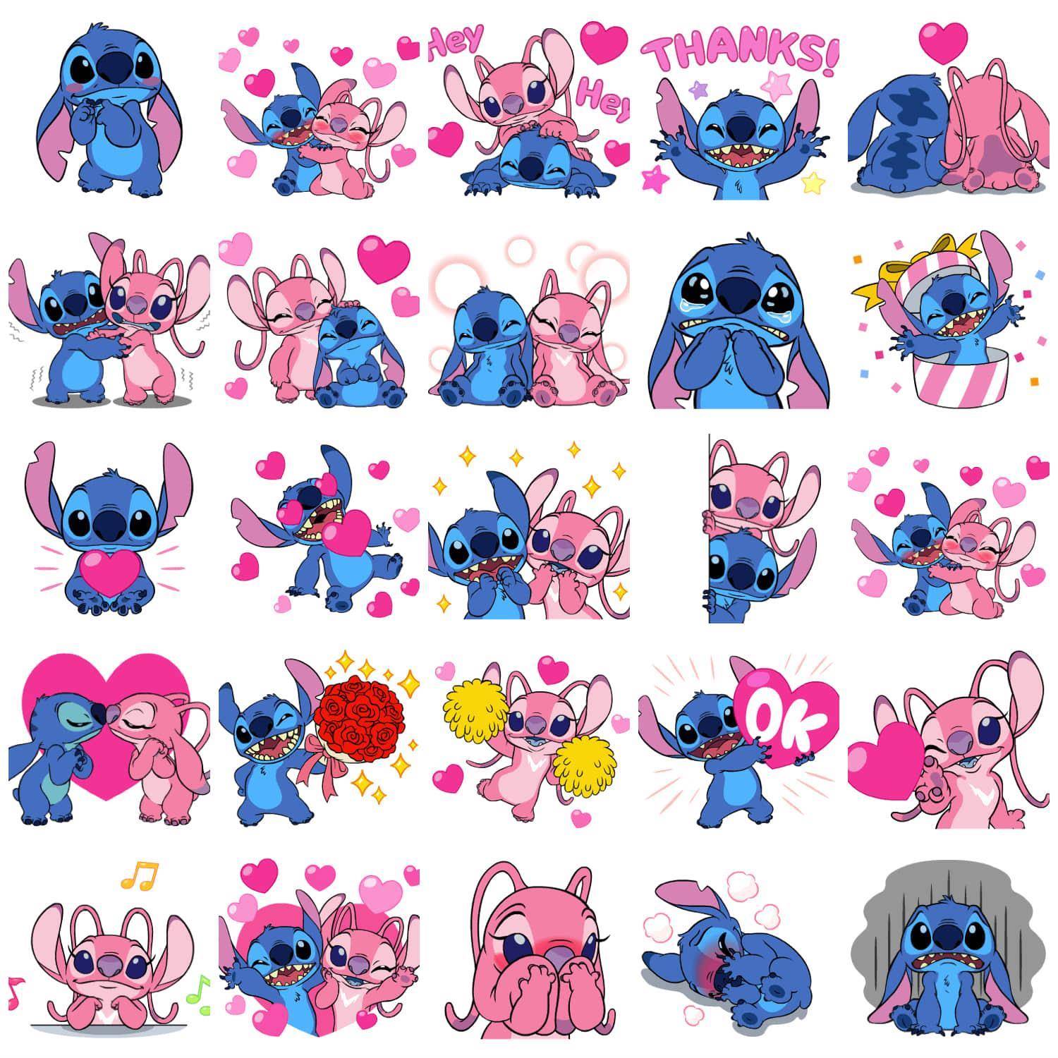 L116 史迪奇Stitch卡通人物LINE表情包贴图电子手账免抠素材DT