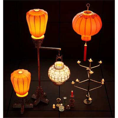 UE5中国式古风蜡烛灯台油灯笼灯饰Ancient Chinese Lamps Props