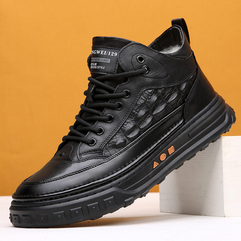 高端男士2025冬季新款男鞋加绒保暖加厚休闲防滑皮毛一体中年棉鞋,流行男鞋,棉鞋,淘宝优惠券,粉丝福利购,淘宝优惠卷