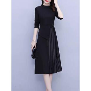 MONLOUVE高级感大码收腰连衣裙子女士装春秋冬季2025年新款气质长