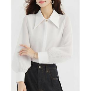 MONLOUVE雪纺衬衫女士装春秋季2025年新款法式气质高级感上衣洋气