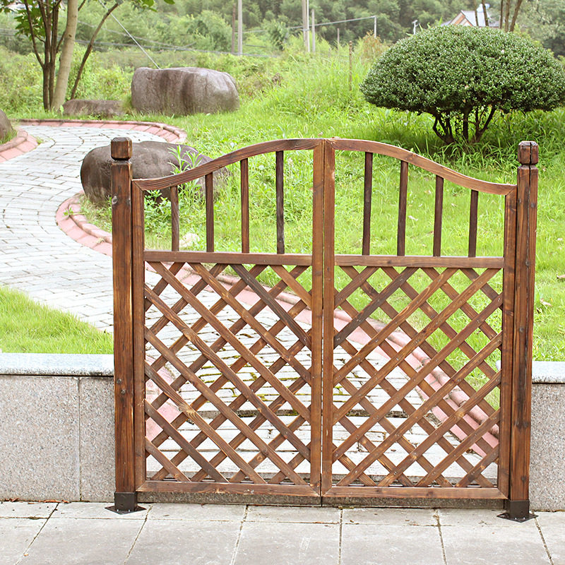 碳化防腐木篱笆栅栏门庭院围栏搭配门木门格栅门爬藤架门庭院美化