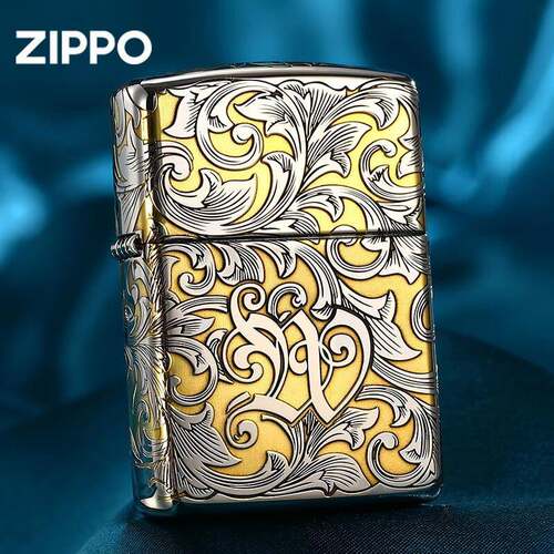 Zippo芝宝正品唐草纹爱心防风煤油个性打火机国潮送男朋友礼物zip