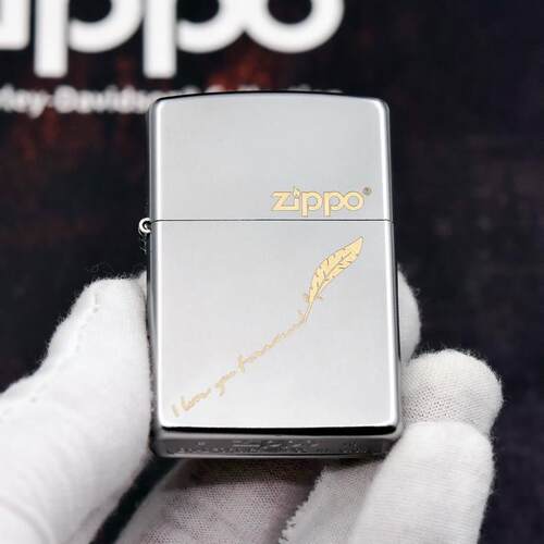 Zippo正品芝205磨砂雕刻羽毛送朋友礼物商务礼品