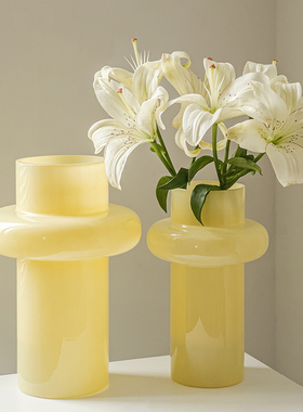 芬顿中古花瓶摆件客厅插花玻璃高级感水培百合法式复古奶油风高大