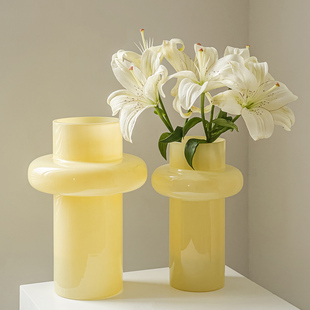 芬顿中古花瓶摆件客厅插花玻璃高级感水培百合法式复古奶油风高大