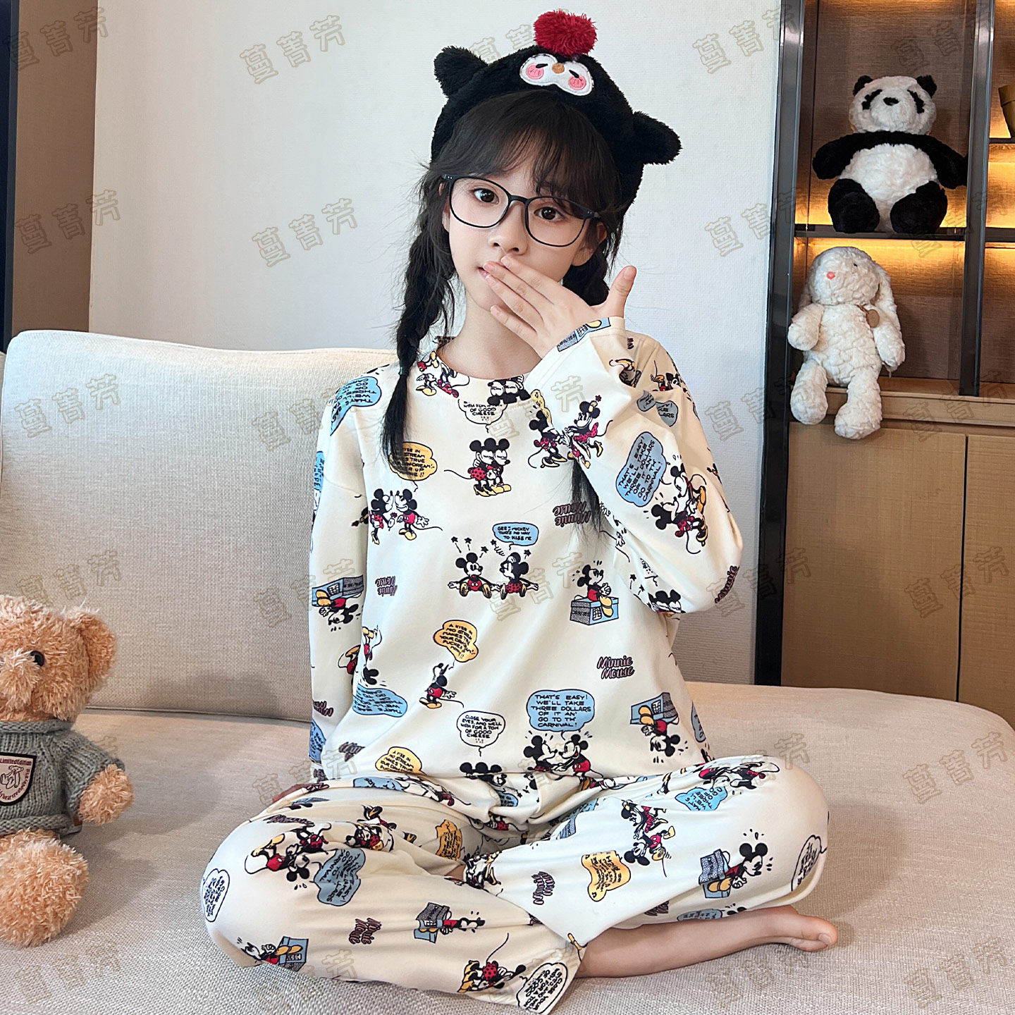 儿童内衣女童打底米奇卡通德绒