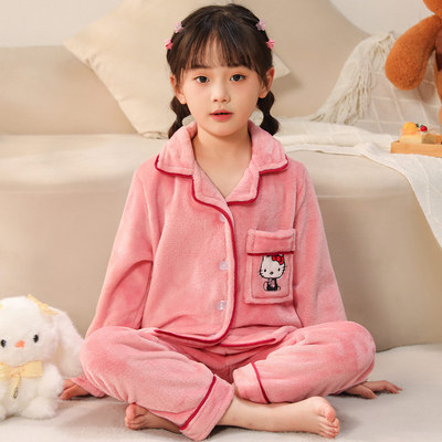 hellokitty女童冬季法兰绒家居服