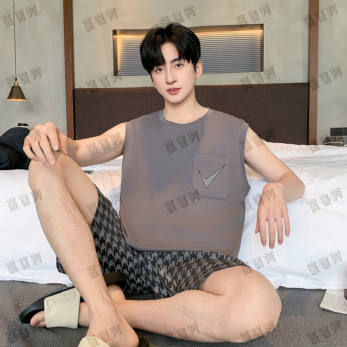 男士睡衣夏季背心薄休闲家居服