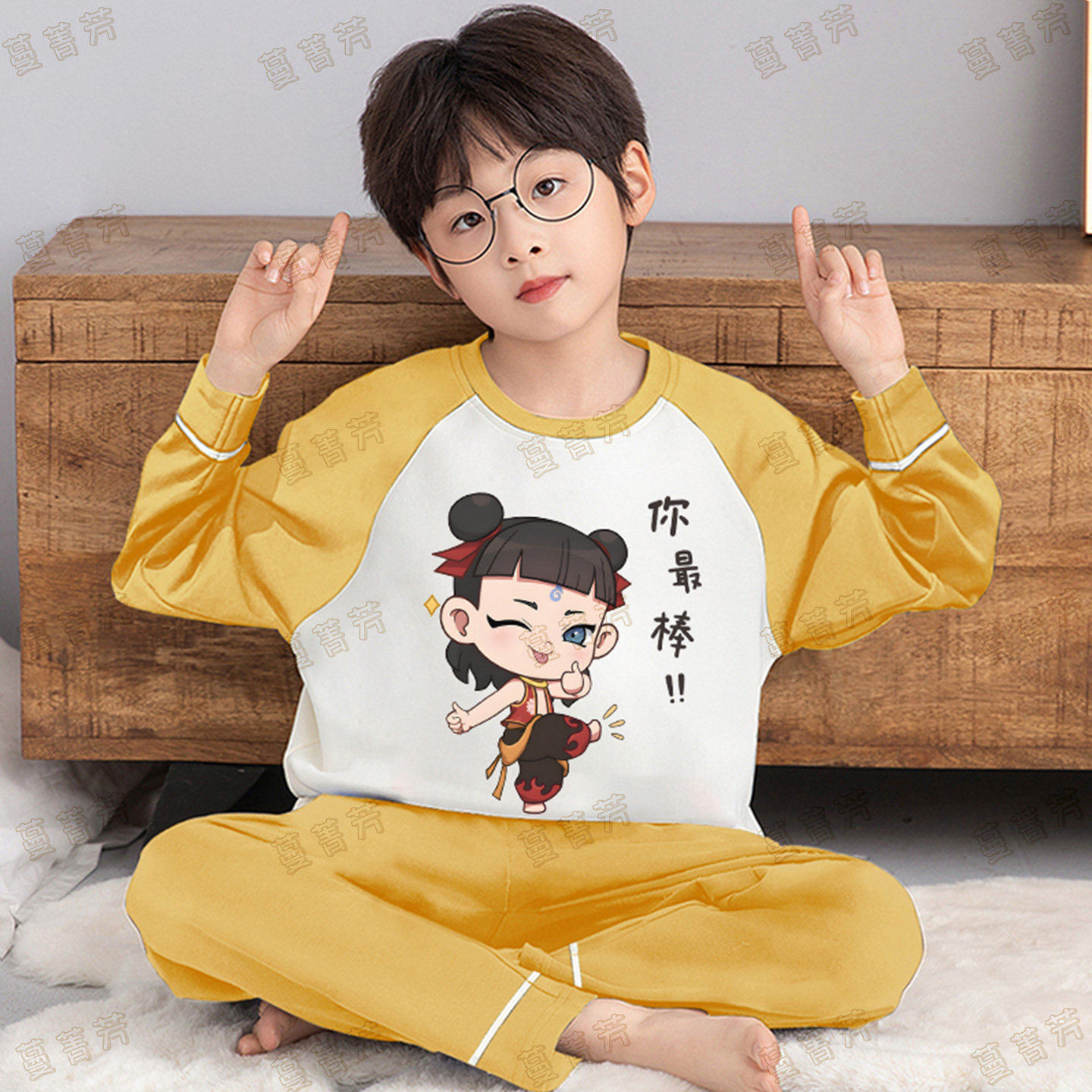 男童睡衣纯棉长袖哪吒敖丙家居服