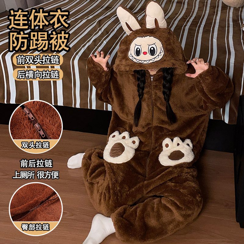 冬季女士长袖家居服珊瑚绒拉布布