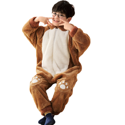 小熊珊瑚绒儿童冬季款连体睡衣