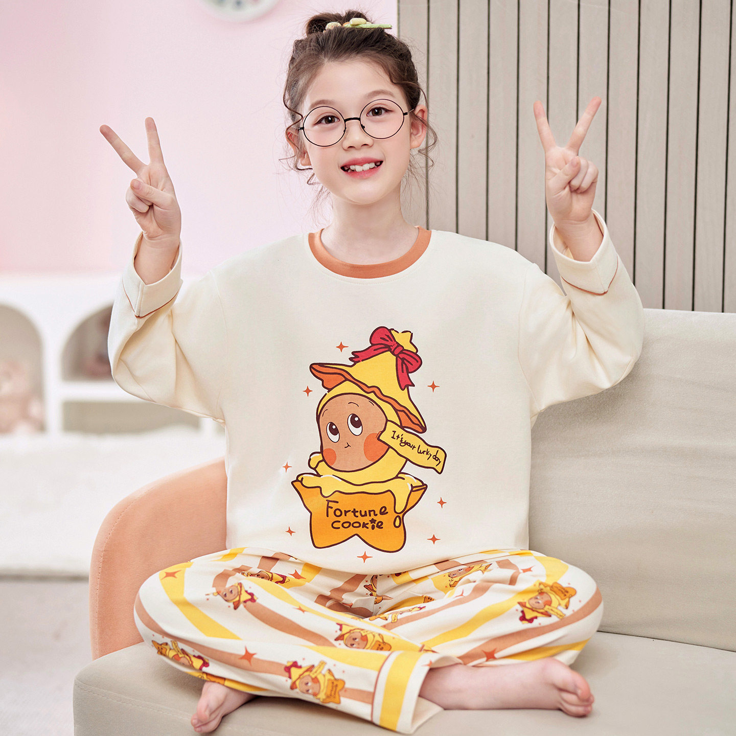 女童睡衣纯棉春秋季长袖套装星星人新款儿童女孩全棉中大童家居服,童装/婴儿装/亲子装,家居服套装,淘宝优惠券,粉丝福利购,淘宝优惠卷