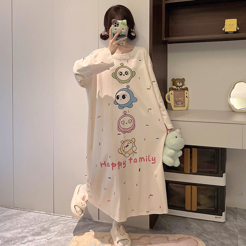 蛋仔派对睡裙女大童纯棉长袖睡衣
