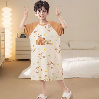 哪吒儿童睡裙男孩纯棉夏季割包皮
