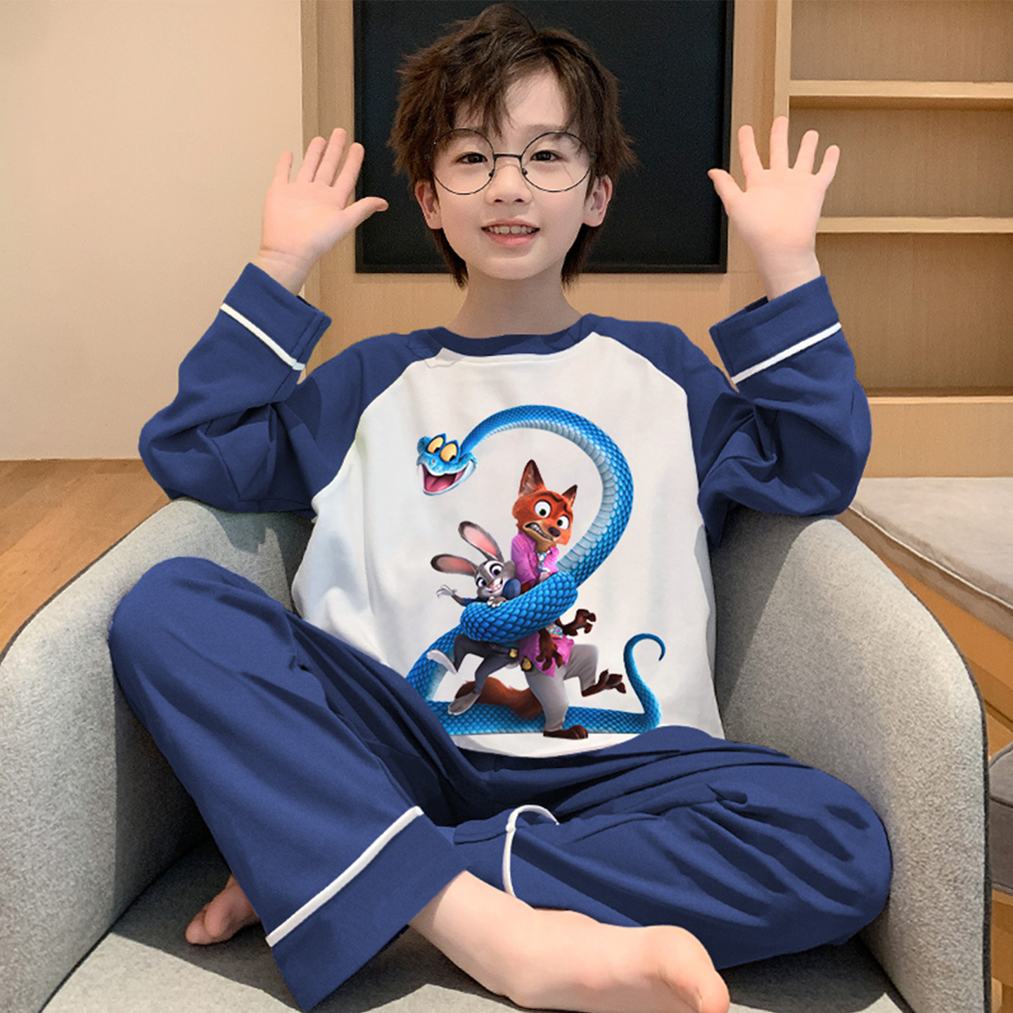 男童纯棉秋季长袖大童朱迪家居服