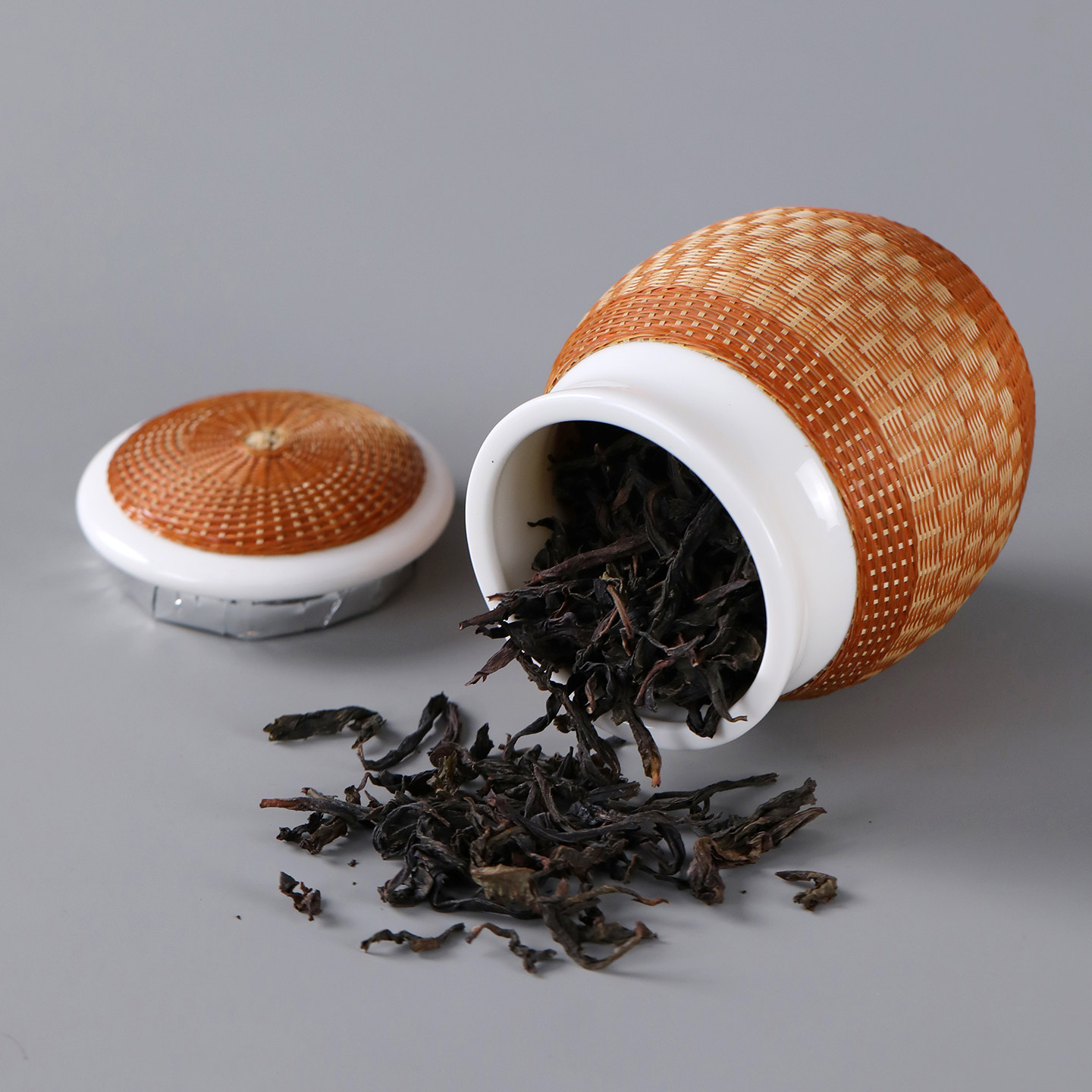 竹扣陶瓷茶叶罐茶仓密封罐礼盒