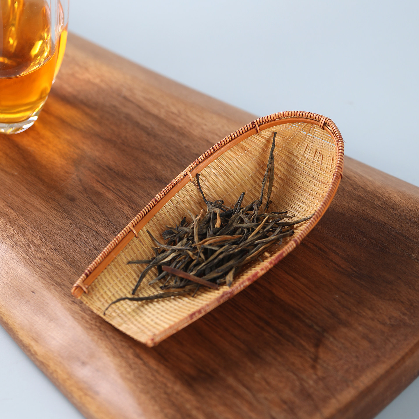 簸箕茶则竹编醒茶赏茶荷茶铲手工编织茶勺竹制茶室茶具配件六君子