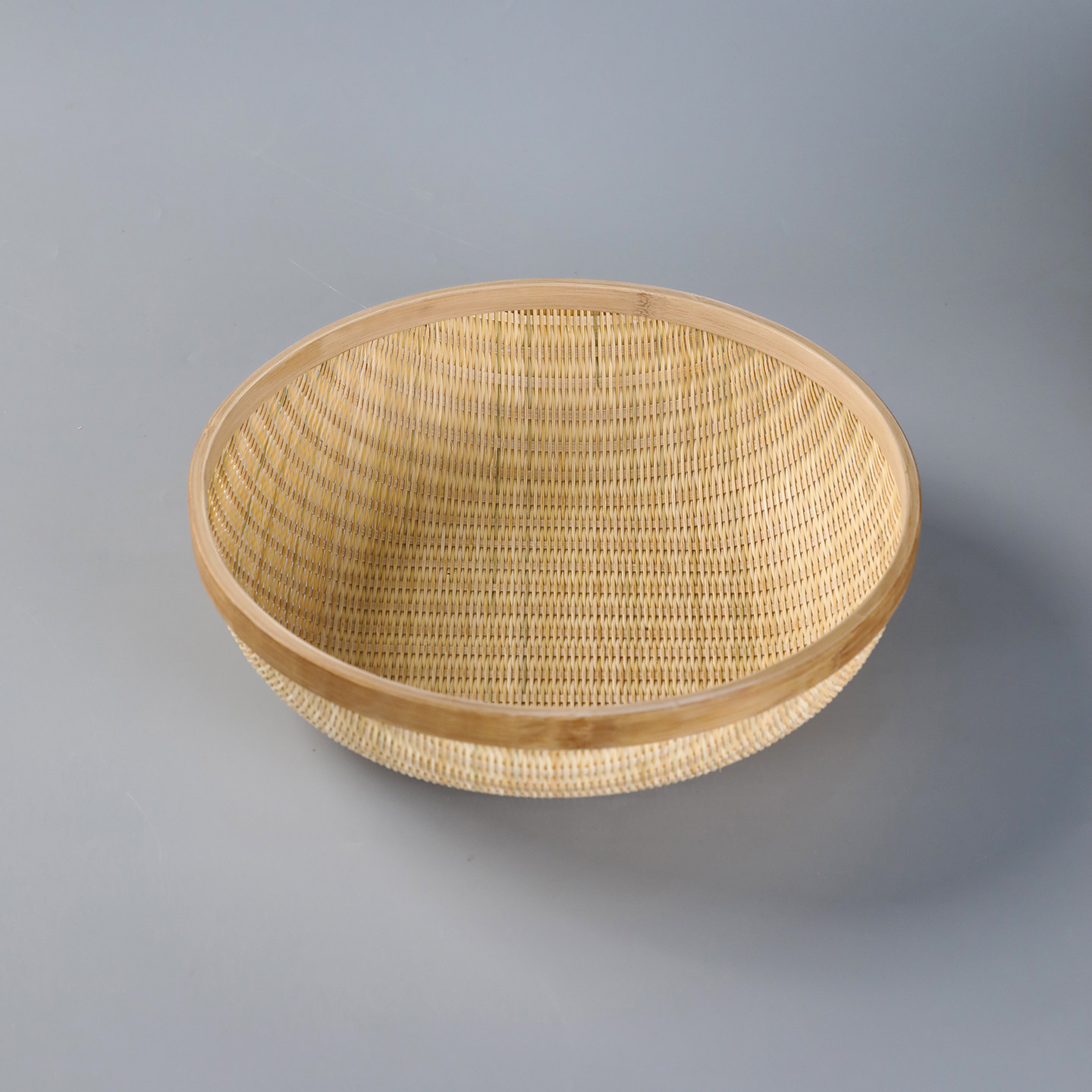 竹编果篮水果盘手工编织精编收纳篮馒头点心圆形簸箕竹篮子茶点篮