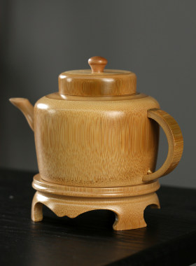 碳化金竹泡茶壶摆件把玩工艺品