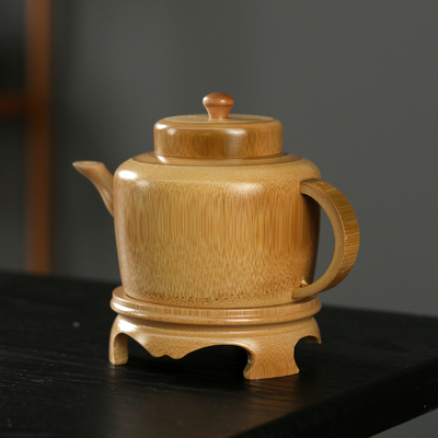 碳化金竹泡茶壶摆件把玩工艺品