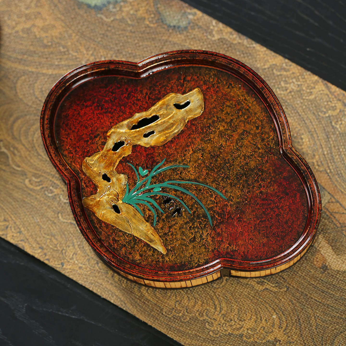 大漆海棠壺承儲水茶盤干泡臺茶托