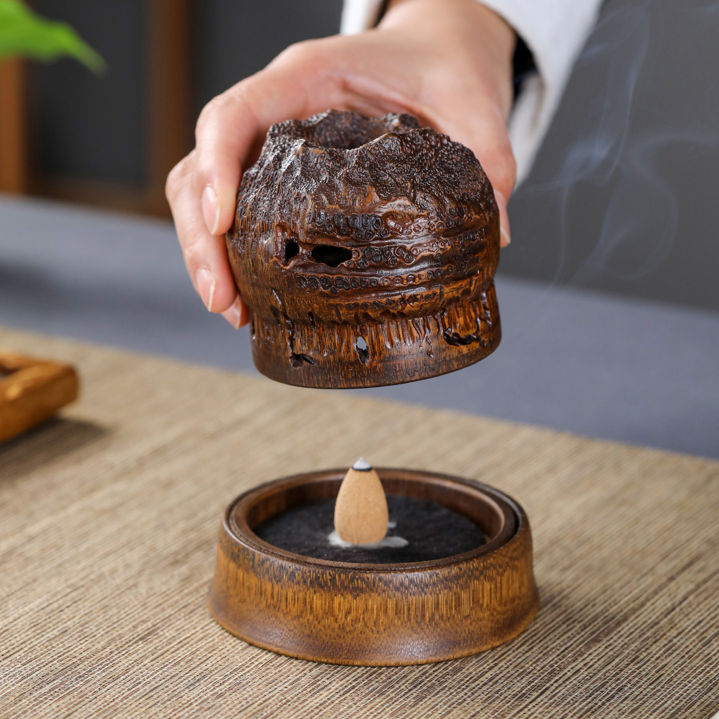 老竹根手工雕刻香炉博山炉图片