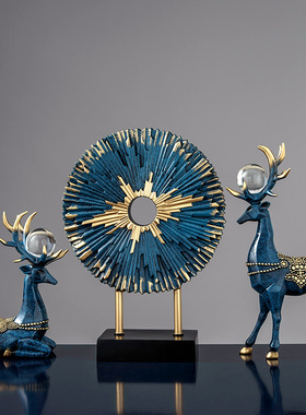 速发欧式鹿居件乔迁新居装饰品简约家摆客厅电视柜玄关摆设工艺品