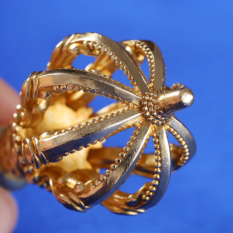 速发尼泊尔工艺黄铜加九厚股金刚藏法器雕刻莲花杵式降魔杵家用摆