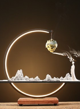 速发新中式禅意倒流香炉简约家居摆装创意香件炉客厅玄关桌面薰饰