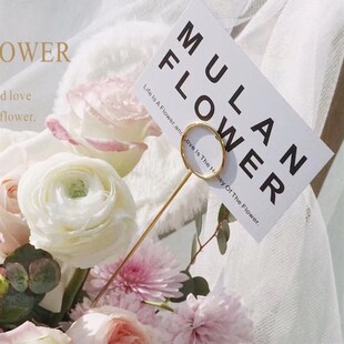 速发花束卡金夹插杆轻奢镀金片属插签花艺卡片蛋糕福品花插祝礼卡