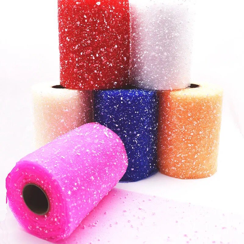 速发15cm厘米雪点网纱手工玫瑰花花束包装纸花店白色黑色雪纱