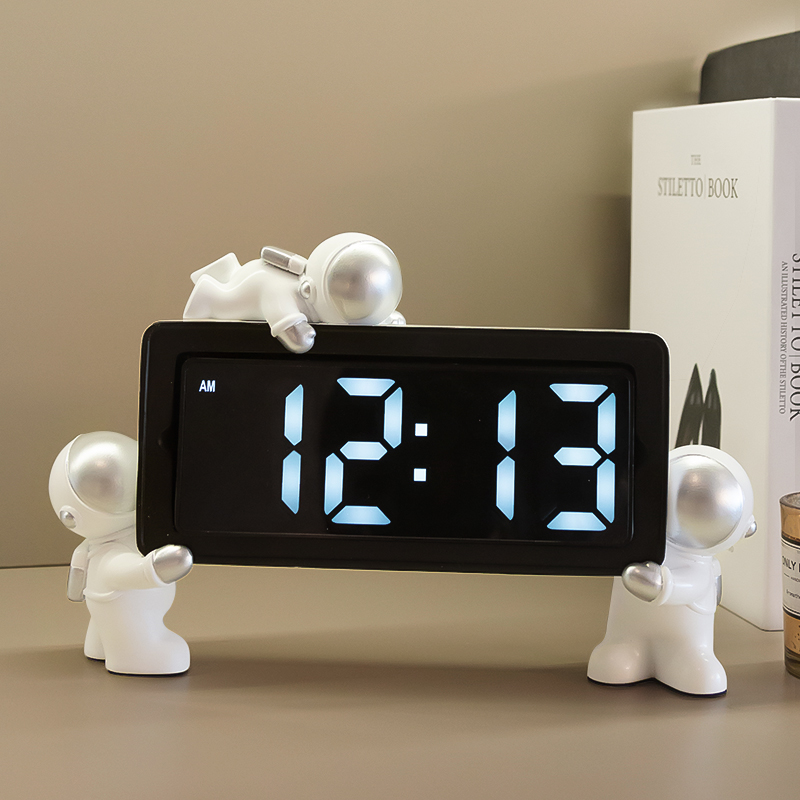 速发电航摆小闹钟颜值桌面时钟摆件客厅卧室数字宇子钟表学生员台