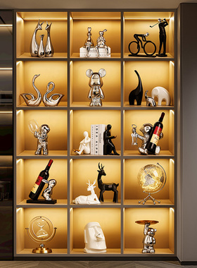 速发熊摆柜装饰品酒件轻奢高档璃厅红酒架家居玻客展示柜套装