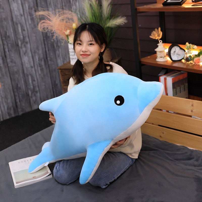 速发创意海洋生物毛绒玩具软萌海豚儿童睡觉抱枕布娃娃礼物