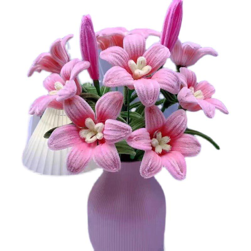 速发手工编织花束毛条扭扭棒百合材料包郁金香色幼儿园团建