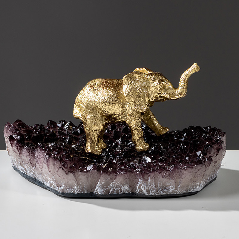 速发轻奢术档级象动物摆件欧式客厅电视柜酒柜高大感艺高装饰品工