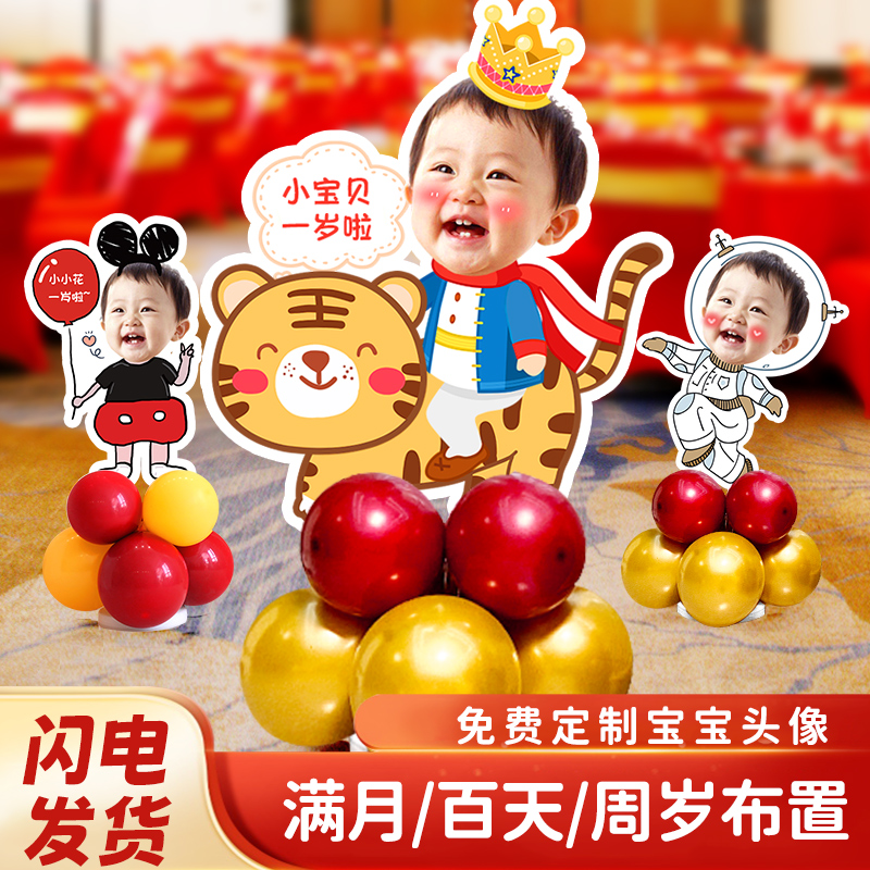 速发迎宾牌宝宝生月宴布置头形板周岁百日满日儿童大人娃娃海报