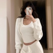 女套装 澳绒·软糯糯针织毛织舒适亲肤背心外套直筒裤 消烦局长